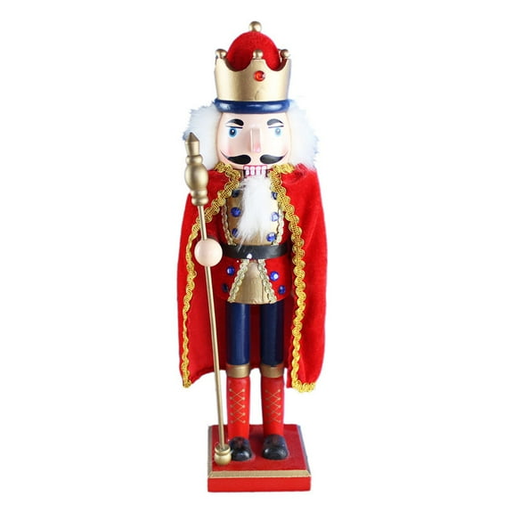 OOKWE Traditional Wooden Nutcracker 38cm Tall Christmas Decorative Nutcracker King Nutcracker Figure Soldier Nutcracker Statue