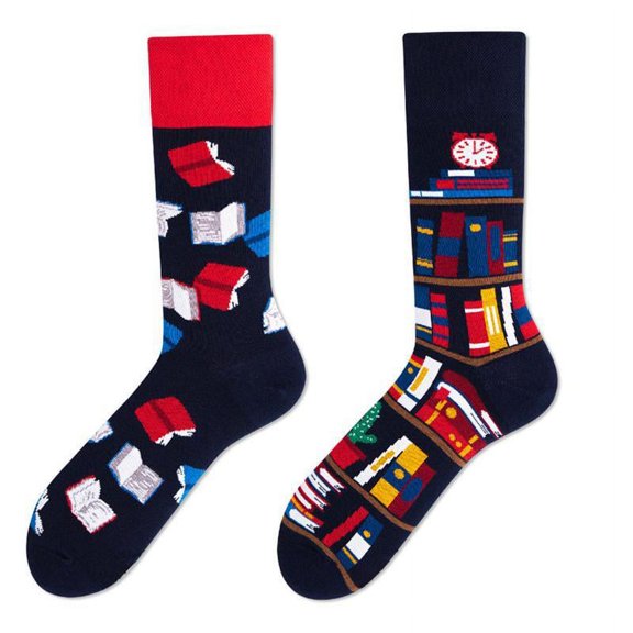 OOKWE Unisex Funny Crew Socks Novelty AB Asymmetric Colorful Cartoon Cotton Hosiery