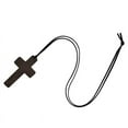 thumbnail image 1 of OOKWE Vintage Wooden Cross Pendant Brown/Black Rope Necklace Adjustable for Men Women, 1 of 19