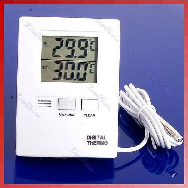 OOKWE White Digital LCD Indoor And Outdoor Thermometer Temperature