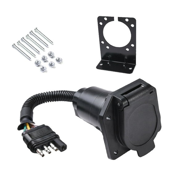 OOKWE Wiring Circuit Light Adapter 4-Way Flat Truck to 7-Way Blade Plug Connector