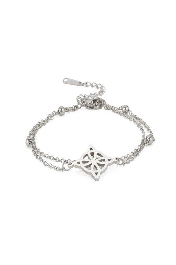 Witchcraft Witch Knot Charm Bracelet Women Stainless Steel Double Layer Bracelet
