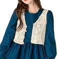 thumbnail image 1 of OOKWE Women Boho Crochet Sleeveless Crop Top Vest Button Hollow Knit Camis Waistcoat, 1 of 19