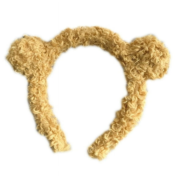 OOKWE Women Cute Cartoon Bear Ears Headband Fuzzy Plush Candy Color Makeup Hair Hoop