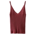 thumbnail image 1 of OOKWE Women Sexy Sleeveless Crop Tank Top Ribbed Knitted Spaghetti Strap Camisole Deep V-Neck Solid Color Basic Elastic Slim Sling Vest, 1 of 18