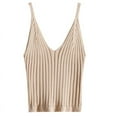 thumbnail image 1 of OOKWE Women Sexy Sleeveless Crop Tank Top Ribbed Knitted Spaghetti Strap Camisole Deep V-Neck Solid Color Basic Elastic Slim Sling Vest, 1 of 18
