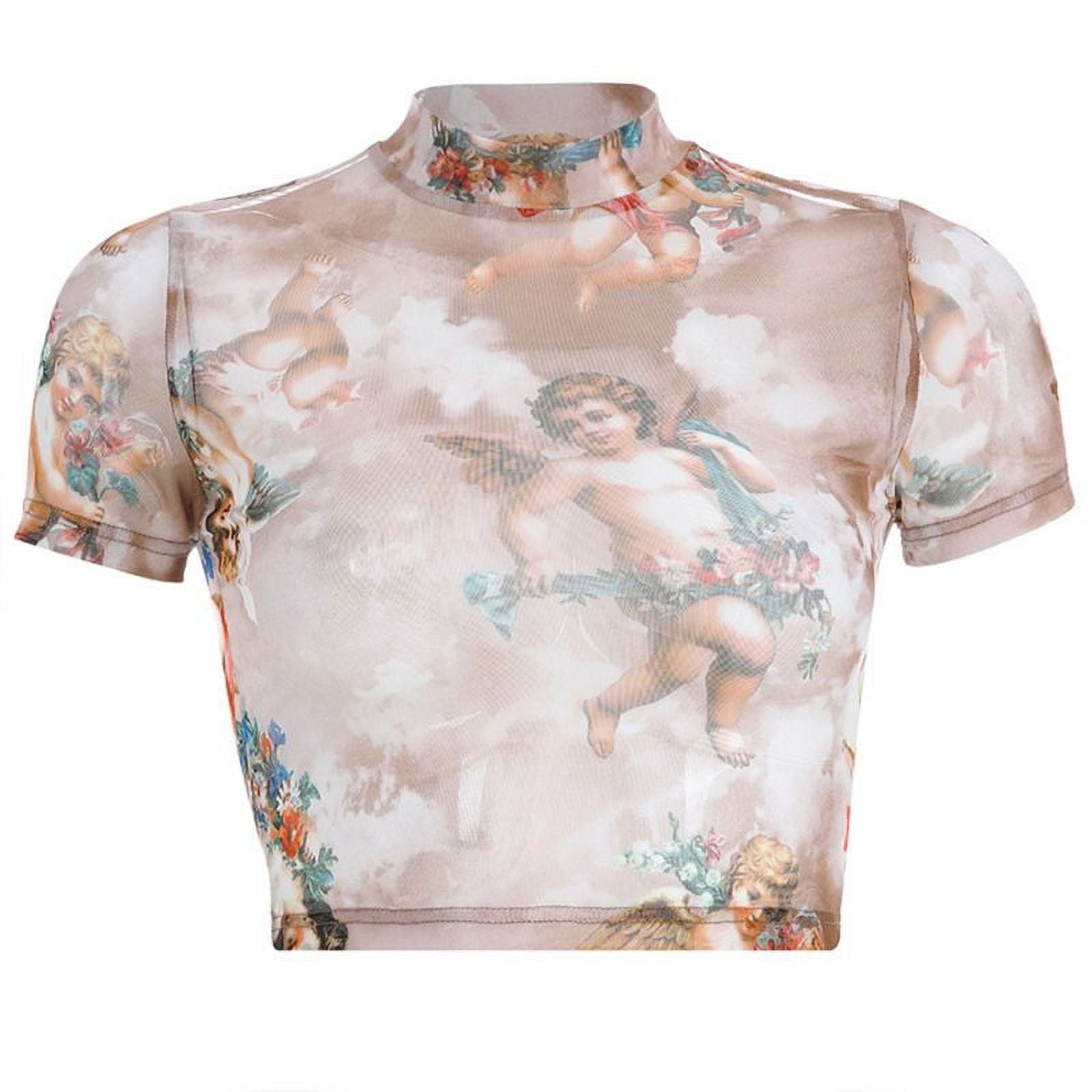 トップス Print Sheer High Neck Weekday polyester high neck mesh top in blue flower print