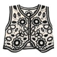 thumbnail image 1 of OOKWE Women Vintage Hollow Out Crochet Crop Top Vest Embroidery Floral Sleeveless Jacket Cardigan Button Down Boho Hippie Casual Waistcoat, 1 of 19