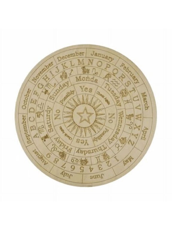 Wooden Witchcraft Pendulum Board Healing Meditation Message Board Divination Energy Carven Plate with Moon Sun Stars