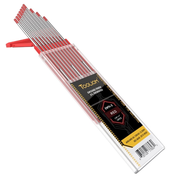 OOLIOM TIG Welding Electrodes, 2% Thoriated Tungsten, 10-Pack, 1/8 x 7"