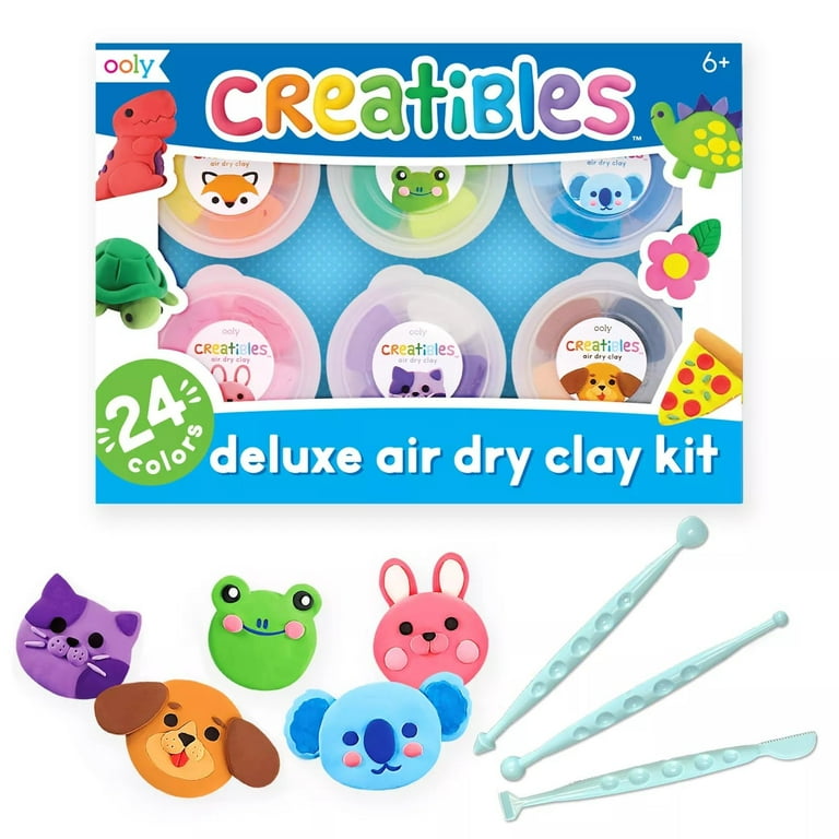 OOLY Creatibles Air Dry Clay Kit and Tools, 24 Color Modeling Clay