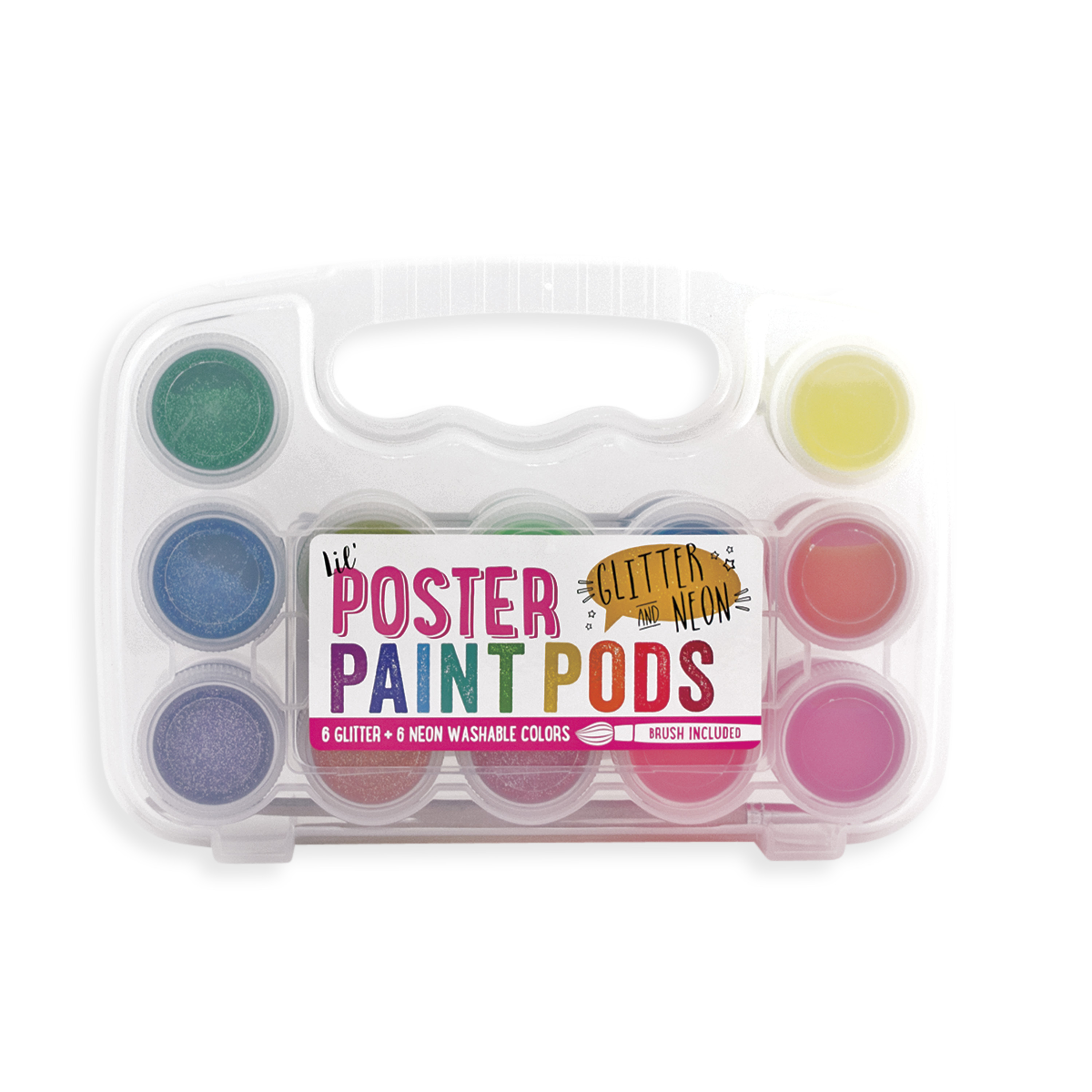 OOLY Lil' Poster Paint Pods, 12Colors, Glitter and Neon