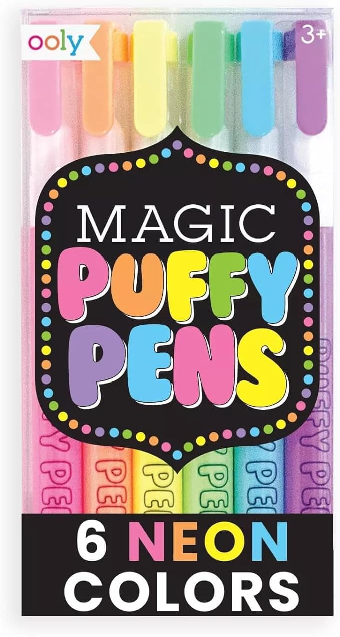 OOLY, Magic Puffy Pens, Set of 6, Magic Pens with 3D Ink, Just Add Heat and  Watch Art Grow! Creative Markers for Kids and Toddlers, Fun Project Pen