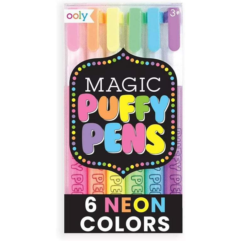 OOLY, Magic Puffy Pens, Set of 6, Magic Pens with 3D Ink, Just Add Heat and  Watch Art Grow! Creative Markers for Kids and Toddlers, Fun Project Pen Art  Supplies for Drawing