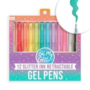 OOLY Oh My Glitter! Glitter Pens, Set of 12 Retractable Gel Pens for Kids