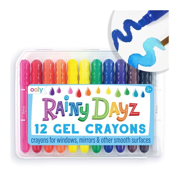 OOLY Rainy Dayz Watercolor Gel Crayons for Kids, 12 Count Watercolor Crayons