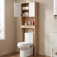 thumbnail image 1 of OONNEE Over-The-Toilet Storage Cabinet, Freestanding Bathroom Space Saver Organizer with Soft-Close Doors and Adjustable Shelf, Modern Wood & White, 70.5" H, 1 of 11