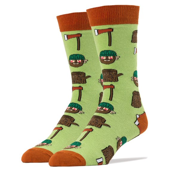 OOOH YEAH! Men's Novelty Crew Socks, Lumberjack Attack