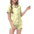 thumbnail image 1 of OOOUM 2 Piece Lounge Sets For Kids Printed Button Lapel Short Sleeved Top & Shorts Outfits Sets Summer Stylish And Comfortable Clothing Sets Yellow 11-12 Years, 1 of 4