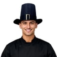 thumbnail image 1 of OOOUM Adult Pilgrim Hat Capotain Style Wide Brim Thanksgiving Ceremonial Headwear Classic Formal Event Accessory,One Size, 1 of 4