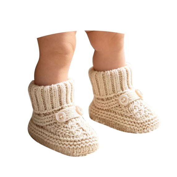 OOOUM Baby Booties Newborn Cozy Knit First Walkers Button Closure Soft Sole Infant Shoes,CN:One Size