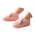 thumbnail image 1 of OOOUM Baby Booties Newborn Cozy Knit First Walkers T-Strap Button Cut-Out Soft Sole Infant Shoes,CN:One Size, 1 of 7