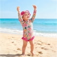 thumbnail image 1 of OOOUM Baby Girls Printed Long Sleeve Rash Guard Set Upf 50+ Sun Protection Ruffle Hem Swimsuit With Matching Sun Hat Toddler Kids Cute Fashion Summer Beach Bathing Suit Pink3 12-15 Month, 1 of 4