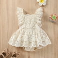 thumbnail image 1 of OOOUM Baby Lace Dress Romper Floral Embroidery Ruffle Mesh Princess Dress Bodysuit Light Breathable Elegant Sundress Khaki 6-12 Months, 1 of 6
