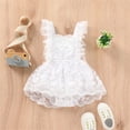 thumbnail image 1 of OOOUM Baby Lace Dress Romper Floral Embroidery Ruffle Mesh Princess Dress Bodysuit Light Breathable Elegant Sundress White 18-24 Months, 1 of 8