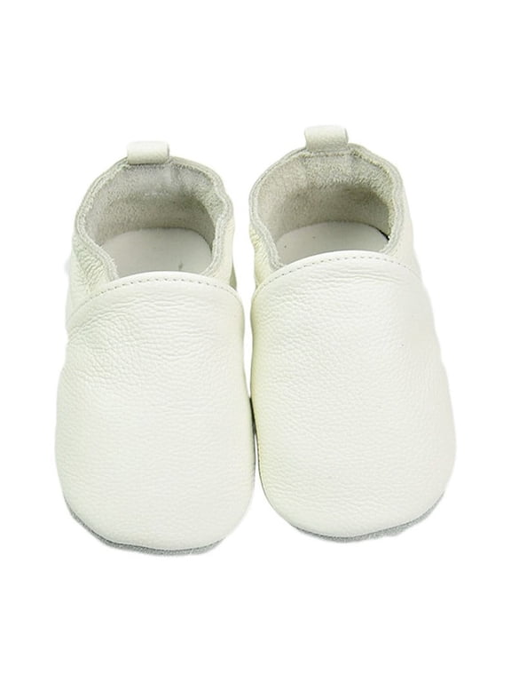 Baby Solid Leather Moccasins Soft Sole Comfortable Walking Shoes Infant Toddler Non Slip Casual Summer Sneakers White US:7/18-24 Months