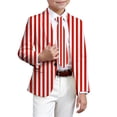 thumbnail image 1 of OOOUM Boys Collared Button Down Suit Red White Striped Casual Festive Blazer Jacket Kids Fashion Formal Dress Coat Red 11-12 Years, 1 of 4