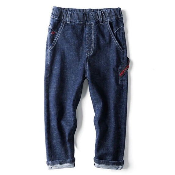 OOOUM Boys Denim Pants Elastic Waist High Stretch Comfy Track Pants With Pocket Business Causal Work Joggers BU3 10-12 Years