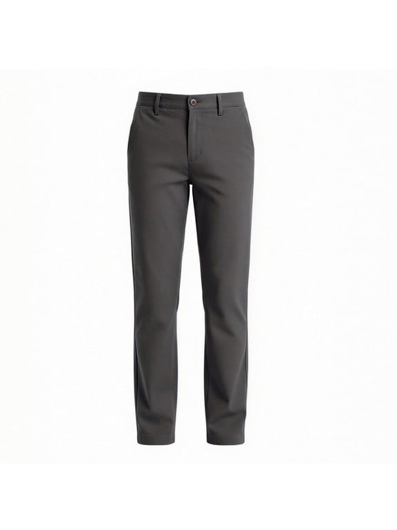 Boys Dress Pants Regular Solid Elastic Waist Chinos Pants Comfortable Streetwear Casual Trousers Grey 4-5 Years