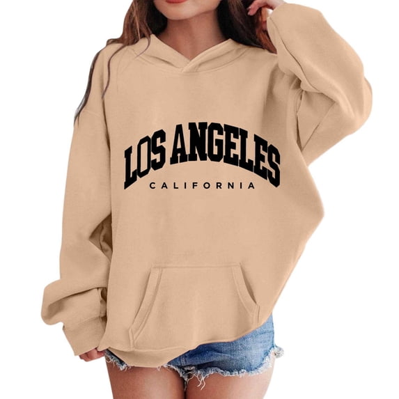 OOOUM Boys Girls Varsity Hoodies Oversized Casual Relaxed Sweatshirt Letter Print Fall Pullover Top Khaki 4-5 Years