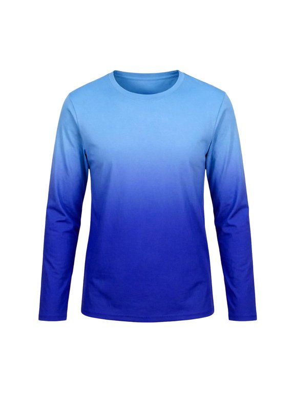 Boys Gradient Rash Guard Sun Protaection Long Sleeve Quick Dry Swim Top Kids Surf Fishing Beach Sports Tee Shirt Blue 7-8 Years