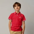 thumbnail image 1 of OOOUM Boys Short Sleeve Polo Shirts With Pocket Solid Color Formal Tops Breathable And Comfortable Summer Tops Red 13-14 Years, 1 of 4