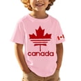 thumbnail image 1 of OOOUM Boys Short Sleeve T-Shirt Canadian National Day Graphic Basic Tees Active Breathable Running Shirt Top For Soccer Pink 13-14 Years, 1 of 4
