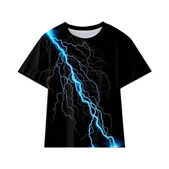 OOOUM Boys Short Sleeve T Shirts Casual Cool 3D Print Summer Tops Regular Comfortable Vacation Tees Blue 10-12 Years