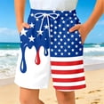 thumbnail image 1 of OOOUM Boys Swim Trunks American Flag Ice Print Drawstring Waist Swim Shorts Relaxed Summer Board Swimwear Red 7-8 Years, 1 of 4