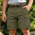 thumbnail image 1 of OOOUM Cargo Shorts For Kids With Multiple Pockets Elastic Waist Casual Summer Shorts Quick Dry Athletic Short Army Green 13-14 Years, 1 of 6