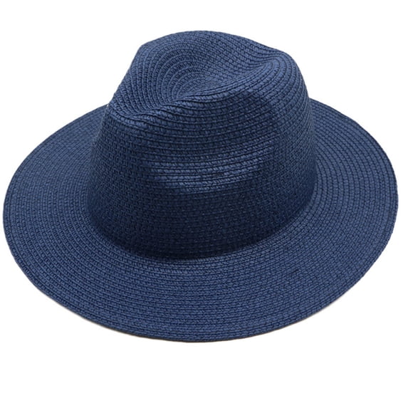 OOOUM Classic Fedora Hats For Mens And Womens Wide Brim Floppy Sun Hats Elegant Vintage Summer Hat Navy