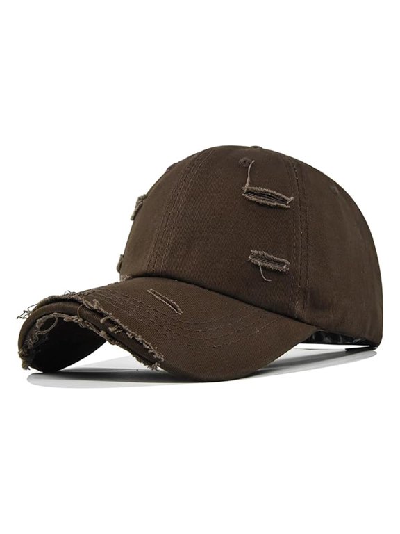 Distressed Baseball Caps For Women Men Comfortable Lightweight Breathable Dad Hats Adjustable Stable Sun Hats Coffee