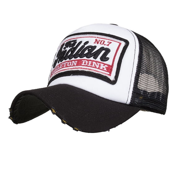 OOOUM Distressed Trucker Hat Mesh Breathable Embroidered Baseball Cap Detachable Casual Sun Hats For Men And Women Black