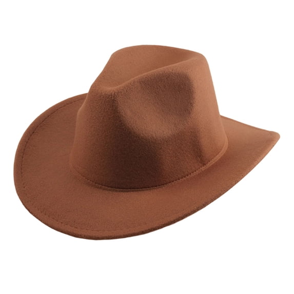 OOOUM Felt Cowboy Hat For Men Women Flat Brim Solid Fedora Hat Western Style Classic Hats One Size