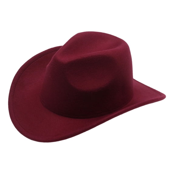 OOOUM Felt Cowboy Hat For Men Women Flat Brim Solid Fedora Hat Western Style Classic Hats One Size