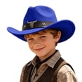 thumbnail image 1 of OOOUM Felt Kids Cowboy Hat For Boys Girls Western Leather Band Sun Hat Outdoor Play Party Western Hat Blue, 1 of 4