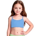 thumbnail image 1 of OOOUM Girls Basic Swim Bikini Top Adjustable Spaghetti Strap Solid Color Tank Top Stretch Breathable Layering Vest For Summer Beach BU1 8-9 Years, 1 of 9