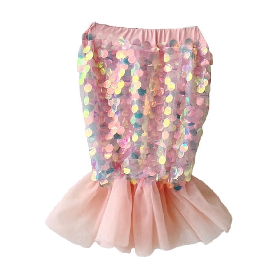 OOOUM Girls Colorful Sequin Tail Skirt Elastic High Waist Ruffled Tulle Flared Mini Skirt Kids Sparkly Party Birthday Bottoms Pink 12-24 Months