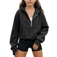 thumbnail image 1 of OOOUM Girls Half Zip Hoodie Raglan Sleeve Thumb Holes Kangaroo Pocket Solid Color Loose Fit Soft Warm Sweatshirt Top,8-9 years, 1 of 5