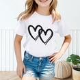 thumbnail image 1 of OOOUM Girls Heart Print T-shirt Short Sleeve Comfort Shirt Tees Summer Casual Tops for Kids, 1 of 5